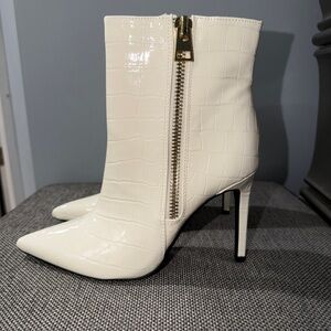 INC International Concepts Cream Heeled Boots